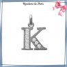 Pendentif initiale K argent et zirconiums - La Bijouterie de Paris