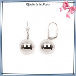 Boucles d'oreilles dormeuses boule en argent - 15 MM