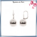 Boucles d'oreilles dormeuses boule en argent - 15 MM