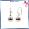 Boucles d'oreilles dormeuses boule en argent - 12 MM - La Bijouterie de Paris
