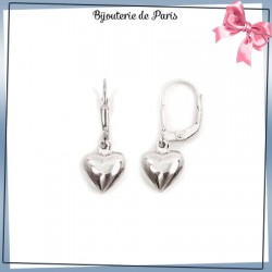 Boucles d'oreilles dormeuses coeur en argent