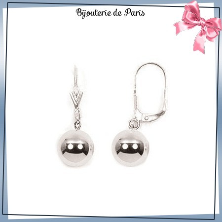 Boucles d'oreilles dormeuses boule en argent - 10 MM - La Bijouterie de Paris