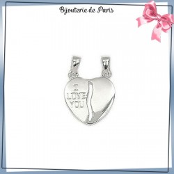 Pendentifs coeur sécable i love you argent - La Bijouterie de Paris
