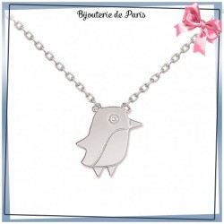 Collier pingouin argent - La Bijouterie de Paris
