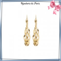 Boucles d'oreilles dormeuses vrille et boule en plaqué or