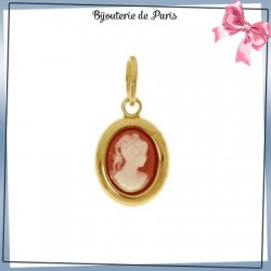 Pendentif camée corail plaqué or pm - La Bijouterie de Paris