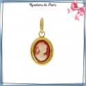 Pendentif camée corail plaqué or pm