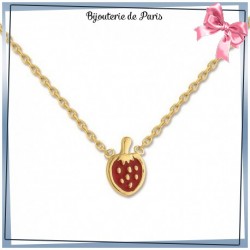 Collier fraise plaqué or