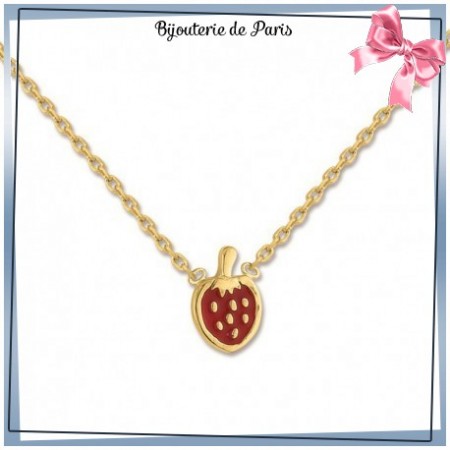 Collier fraise plaqué or - La Bijouterie de Paris