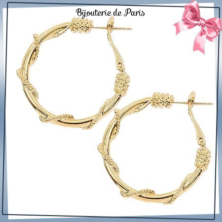 Créoles cordages plaqué or - 30 mm - La Bijouterie de Paris