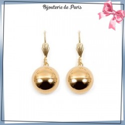 Boucles d'oreilles dormeuses boule en plaqué or - 15 MM