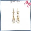 Boucles d'oreilles dormeuses zirconium blanc en plaqué or