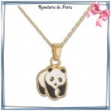 Collier panda plaqué or