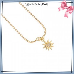 Chaîne cheville soleil plaqué or et zirconium