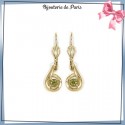 Boucles d'oreilles dormeuses ronde verte en plaqué or