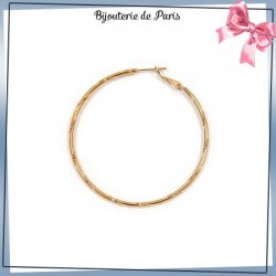 Créoles ciselées plaqué or - 40 mm - La Bijouterie de Paris
