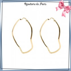 Créoles stylisées plaqué or - 45 mm - La Bijouterie de Paris