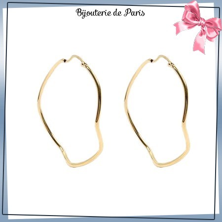 Créoles stylisées plaqué or - 45 mm - La Bijouterie de Paris