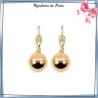 Boucles d'oreilles dormeuses boule en plaqué or - 12 MM - La Bijouterie de Paris
