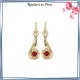 Boucles d'oreilles dormeuses ronde grenat en plaqué or - La Bijouterie de Paris