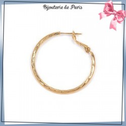 Créoles torsades plaqué or - 30 mm - La Bijouterie de Paris