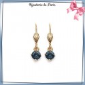 Boucles d'oreilles dormeuses bleu marine en plaqué or