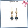 Boucles d'oreilles dormeuses bleu marine en plaqué or - La Bijouterie de Paris