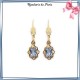 Boucles d'oreilles dormeuses éclat bleu en plaqué or - La Bijouterie de Paris