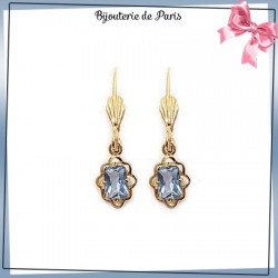 Boucles d'oreilles dormeuses éclat bleu en plaqué or