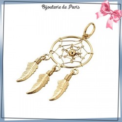 Pendentif attrape-rêves plaqué or 3 plumes - La Bijouterie de Paris