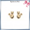 Boucles d'oreilles chat assis plaqué or - La Bijouterie de Paris