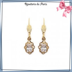 Boucles d'oreilles dormeuses éclat blanc en plaqué or