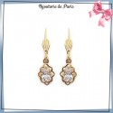 Boucles d'oreilles dormeuses éclat blanc en plaqué or