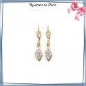 Boucles d'oreilles dormeuses goutte parme en plaqué or