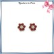 Boucles d'oreilles fleur rouge plaqué or - La Bijouterie de Paris