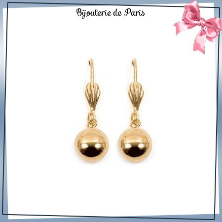 Boucles d'oreilles dormeuses boule en plaqué or - 10 MM - La Bijouterie de Paris