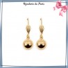 Boucles d'oreilles dormeuses boule en plaqué or - 10 MM - La Bijouterie de Paris