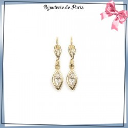 Boucles d'oreilles dormeuses goutte blanche en plaqué or