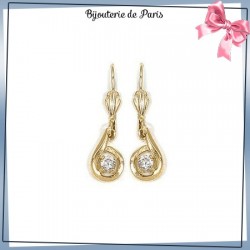 Boucles d'oreilles dormeuses ronde blanche en plaqué or - La Bijouterie de Paris