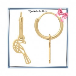 Boucles d'oreilles créoles origamiToucan plaqué or 