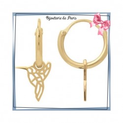 Boucles d'oreilles créoles origami Colibri plaqué or 