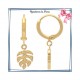Boucles d'oreilles créoles feuille de monstera plaqué or 