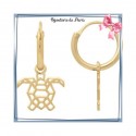 Boucles d'oreilles créoles origami tortue plaqué or