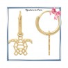 Boucles d'oreilles créoles origami tortue plaqué or 