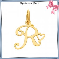 Pendentif initiale R et coeur or 18 carats