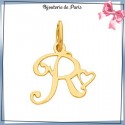 Pendentif initiale R et coeur or 18 carats