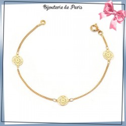 Bracelet filigrane fleur en plaqué or 