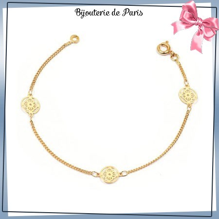 Bracelet filigrane fleur en plaqué or 