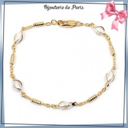 Bracelet perles ovales en plaqué or 