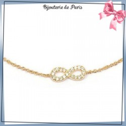 Bracelet infini zirconiums en plaqué or 